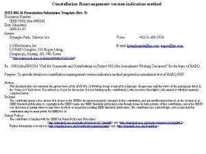 Constellation Rearrangement version indication method IEEE 802 16