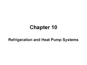 Chapter 10 Refrigeration and Heat Pump Systems Learning