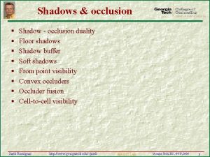 Shadows occlusion Shadow occlusion duality Floor shadows Shadow