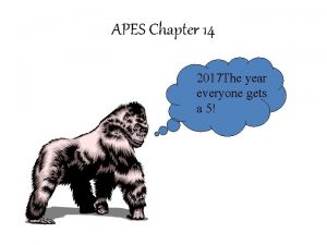 APES Chapter 14 2017 The year everyone gets