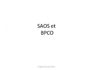 SAOS et BPCO D Robert DIU Lyon 12