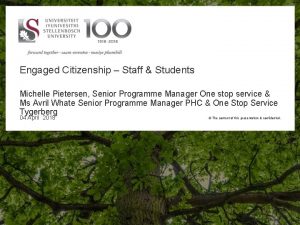 Engaged Citizenship Staff Students Michelle Pietersen Senior Programme