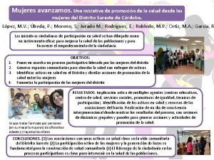 Mujeres avanzamos Una iniciativa de promocin de la