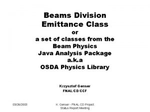 Beams Division Emittance Class or a set of