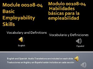 Module 00108 04 Basic Employability Skills Vocabulary and