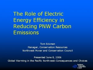 The Role of Electric Energy Efficiency in Reducing