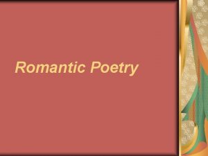 Romantic Poetry Anna Ltitia Barbauld Anna Ltitia Aikin