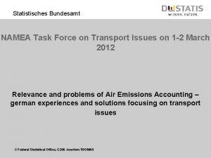 Statistisches Bundesamt NAMEA Task Force on Transport Issues