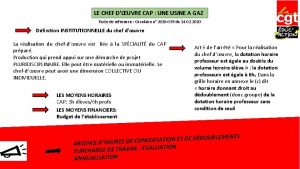 LE CHEF DUVRE CAP UNE USINE A GAZ