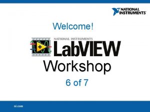 Welcome Workshop 6 of 7 Todays Topics Review