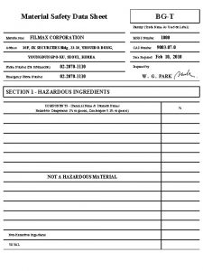 Material Safety Data Sheet BGT Identity Trade Name