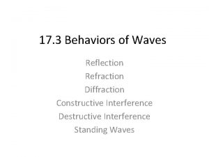 17 3 Behaviors of Waves Reflection Refraction Diffraction