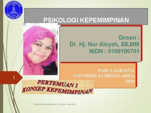 PSIKOLOGI KEPEMIMPINAN Dosen Dr Hj Nur Aisyah SE