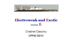 Electroweak and Exotic session E Cristinel Diaconu CPPMDESY