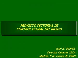 PROYECTO SECTORIAL DE CONTROL GLOBAL DEL RIESGO Juan