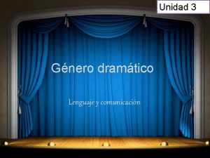 Unidad 3 Gnero dramtico Lenguaje y comunicacin Qu