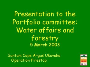 Presentation to the Portfolio committee Water affairs and