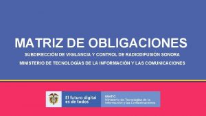 MATRIZ DE OBLIGACIONES SUBDIRECCIN DE VIGILANCIA Y CONTROL