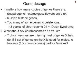 Gene dosage It matters how many copies of