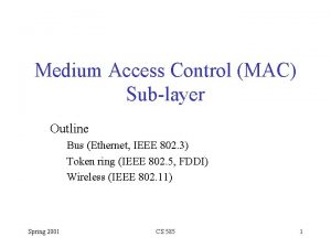 Medium Access Control MAC Sublayer Outline Bus Ethernet