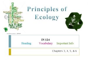 Heading IN 124 Vocabulary Important Info Chapters 3