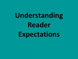 Understanding Reader Expectations Think like a Reader Map Understanding Reader Expectations Think like a Reader Map