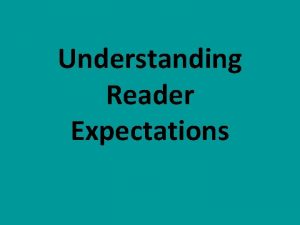 Understanding Reader Expectations Think like a Reader Map