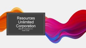 Resources Unlimited Corporation MSM 630 Assignment 11 1