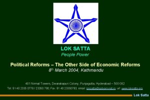 LOK SATTA People Power Political Reforms The Other