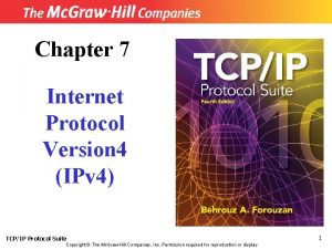 Chapter 7 Internet Protocol Version 4 IPv 4