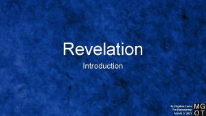 Revelation Introduction By Stephen Curto For Homegroup March