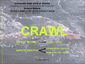 Universit degli studi di Verona Dipartimento Scienze neurologiche