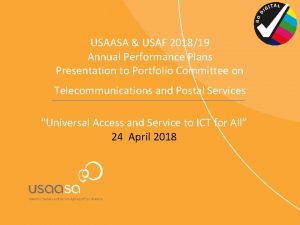 USAASA USAF 201819 Annual Performance Plans Presentation to