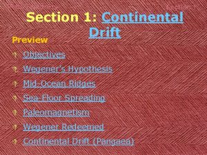 Plate Tectonics Section 1 Continental Drift Preview D