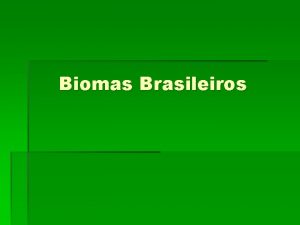 Biomas Brasileiros Neles identificamos tipo de vegetao e