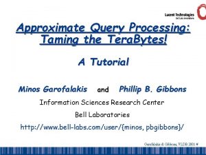 Approximate Query Processing Taming the Tera Bytes A