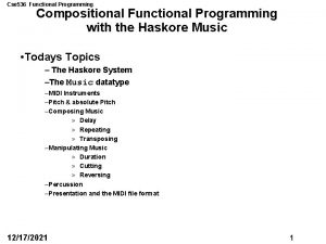 Cse 536 Functional Programming Compositional Functional Programming with