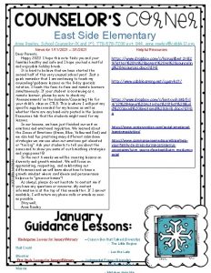 East Side Elementary Anne Rowley School Counselor K