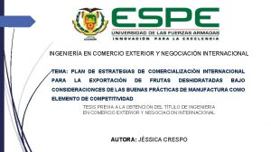 INGENIERA EN COMERCIO EXTERIOR Y NEGOCIACIN INTERNACIONAL TEMA