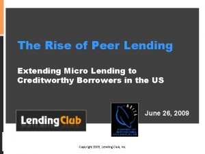 The Rise of Peer Lending Extending Micro Lending