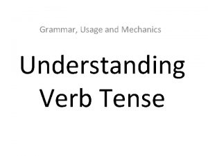 Grammar Usage and Mechanics Understanding Verb Tense Present