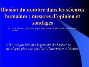 Illusion du nombre dans les sciences humaines mesures