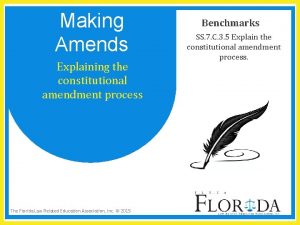 Making Amends Explaining the constitutional amendment process The