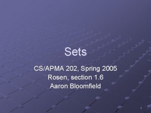 Sets CSAPMA 202 Spring 2005 Rosen section 1