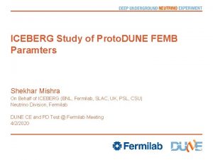 ICEBERG Study of Proto DUNE FEMB Paramters Shekhar