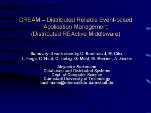 DREAM Distributed Reliable Eventbased Application Management Distributed REActive