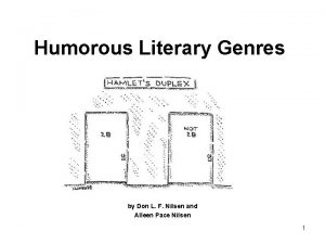 Humorous Literary Genres by Don L F Nilsen