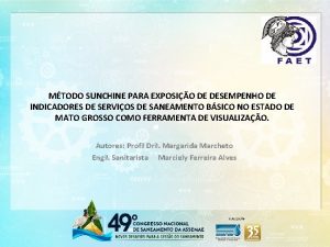 MTODO SUNCHINE PARA EXPOSIO DE DESEMPENHO DE INDICADORES