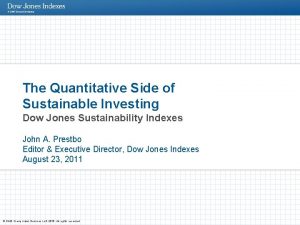 The Quantitative Side of Sustainable Investing Dow Jones