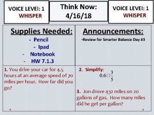 VOICE LEVEl 1 WHISPER Think Now 41618 Supplies